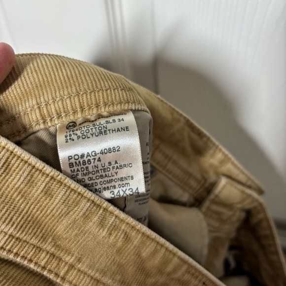 AG ADRIANO GOLDSCHMIED Mens 34x34 Everett Slim Corduroy Pants Camel Khaki - Picture 5 of 9